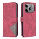 For Tecno Pova 6/6 Pro 5G Magnetic Buckle Rhombus Texture Leather Phone Case(Red) - 1