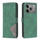 For Tecno Pova 6/6 Pro 5G Magnetic Buckle Rhombus Texture Leather Phone Case(Green) - 1