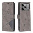 For Tecno Pova 6/6 Pro 5G Magnetic Buckle Rhombus Texture Leather Phone Case(Grey) - 1