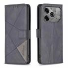 For Tecno Pova 6/6 Pro 5G Magnetic Buckle Rhombus Texture Leather Phone Case(Black) - 1