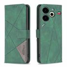 For Tecno Pova 6 Neo Magnetic Buckle Rhombus Texture Leather Phone Case(Green) - 1