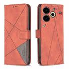 For Tecno Pova 6 Neo Magnetic Buckle Rhombus Texture Leather Phone Case(Brown) - 1