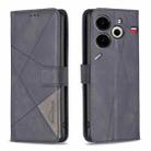 For Tecno Pova 6 Neo Magnetic Buckle Rhombus Texture Leather Phone Case(Black) - 1