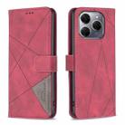 For Tecno Spark 20 Pro 5G Magnetic Buckle Rhombus Texture Leather Phone Case(Red) - 1