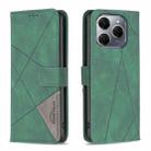 For Tecno Spark 20 Pro 5G Magnetic Buckle Rhombus Texture Leather Phone Case(Green) - 1