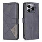 For Tecno Spark 20 Pro 5G Magnetic Buckle Rhombus Texture Leather Phone Case(Black) - 1