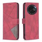 For Tecno Spark 30C Magnetic Buckle Rhombus Texture Leather Phone Case(Red) - 1