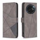 For Tecno Spark 30C Magnetic Buckle Rhombus Texture Leather Phone Case(Grey) - 1