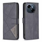 For Tecno Spark Go 1 / Pop 9 Magnetic Buckle Rhombus Texture Leather Phone Case(Black) - 1