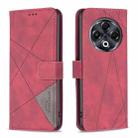 For Tecno Spark 30 4G Magnetic Buckle Rhombus Texture Leather Phone Case(Red) - 1