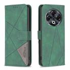 For Tecno Spark 30 4G Magnetic Buckle Rhombus Texture Leather Phone Case(Green) - 1