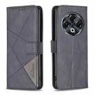 For Tecno Spark 30 4G Magnetic Buckle Rhombus Texture Leather Phone Case(Black) - 1