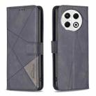 For Tecno Spark 30 Pro 4G Magnetic Buckle Rhombus Texture Leather Phone Case(Black) - 1