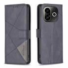 For Tecno POP 9 5G / Spark 30C 5G Magnetic Buckle Rhombus Texture Leather Phone Case(Black) - 1