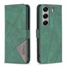 For Tecno Camon 40 Magnetic Buckle Rhombus Texture Leather Phone Case(Green) - 1