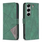 For Tecno Camon 40 Pro 5G Magnetic Buckle Rhombus Texture Leather Phone Case(Green) - 1