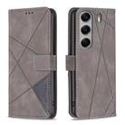 For Tecno Camon 40 Pro 5G Magnetic Buckle Rhombus Texture Leather Phone Case(Grey) - 1