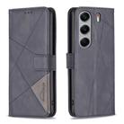 For Tecno Camon 40 Pro 5G Magnetic Buckle Rhombus Texture Leather Phone Case(Black) - 1