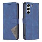 For Tecno Camon 40 Pro 4G Magnetic Buckle Rhombus Texture Leather Phone Case(Blue) - 1