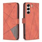 For Tecno Camon 40 Pro 4G Magnetic Buckle Rhombus Texture Leather Phone Case(Brown) - 1