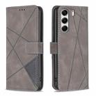 For Tecno Camon 40 Pro 4G Magnetic Buckle Rhombus Texture Leather Phone Case(Grey) - 1