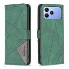 For Tecno Spark 40 4G Magnetic Buckle Rhombus Texture Leather Phone Case(Green) - 1