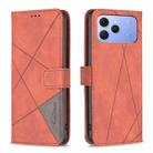 For Tecno Spark 40 4G Magnetic Buckle Rhombus Texture Leather Phone Case(Brown) - 1