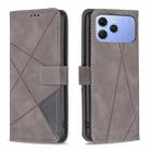 For Tecno Spark 40 4G Magnetic Buckle Rhombus Texture Leather Phone Case(Grey) - 1