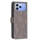 For Tecno Spark 40 4G Magnetic Buckle Rhombus Texture Leather Phone Case(Grey) - 3