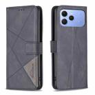 For Tecno Spark 40 4G Magnetic Buckle Rhombus Texture Leather Phone Case(Black) - 1
