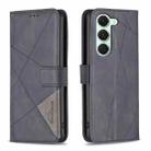 For Tecno Spark 40 Pro 4G Magnetic Buckle Rhombus Texture Leather Phone Case(Black) - 1