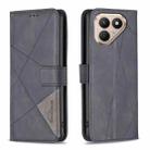 For Tecno Pova 7 Pro 5G Magnetic Buckle Rhombus Texture Leather Phone Case(Black) - 1