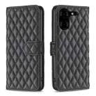 For Tecno Pova 5 Pro 5G Diamond Lattice Wallet Flip Leather Phone Case(Black) - 1