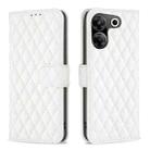 For Tecno Camon 20 Pro 5G Diamond Lattice Wallet Flip Leather Phone Case(White) - 1