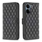 For Tecno Camon 20/Camon 20 Pro 4G Diamond Lattice Wallet Flip Leather Phone Case(Black) - 1