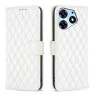 For Tecno Spark 10 Pro Diamond Lattice Wallet Flip Leather Phone Case(White) - 1