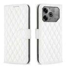 For Tecno Pova 6/6 Pro 5G Diamond Lattice Wallet Flip Leather Phone Case(White) - 1