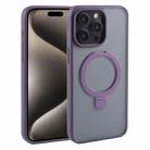 For iPhone 15 Pro Mutural MagSafe Magnetic Holder Phone Case(Dark Purple) - 1