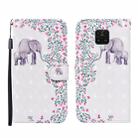 For Xiaomi Redmi Note 9S 3D Painted Pattern Horizontal Flip Leather Case with Holder & Wallet & Card slot & Lanyard(Flower Elephant) - 1