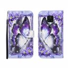 For Xiaomi Redmi Note 9S 3D Painted Pattern Horizontal Flip Leather Case with Holder & Wallet & Card slot & Lanyard(Purple Flower Butterfly) - 1