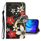 For Huawei P smart 2020 3D Colored Drawing Horizontal Flip PU Leather Case with Holder & Card Slots & Wallet(Red Flower) - 1