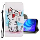 For Huawei Y6p 3D Colored Drawing Horizontal Flip PU Leather Case with Holder & Card Slots & Wallet(Red Mouth Cat) - 1