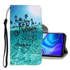 For Xiaomi Redmi 9A 3D Colored Drawing Horizontal Flip PU Leather Case with Holder & Card Slots & Wallet(Blue Coconut Grove) - 1