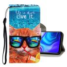 For Xiaomi Redmi Note 9 3D Colored Drawing Horizontal Flip PU Leather Case with Holder & Card Slots & Wallet(Underwater Cat) - 1