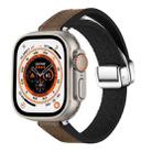 For Apple Watch Ultra 2 49mm Magnetic Folding Leather Silicone Watch Band(Dark Brown) - 1