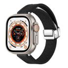 For Apple Watch Ultra 2 49mm Magnetic Folding Leather Silicone Watch Band(Napa Black) - 1