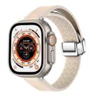 For Apple Watch Ultra 2 49mm Magnetic Folding Leather Silicone Watch Band(Apricot) - 1