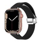 For Apple Watch Series 9 45mm Magnetic Folding Leather Silicone Watch Band(Napa Black) - 1