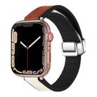 For Apple Watch Series 9 45mm Magnetic Folding Leather Silicone Watch Band(Starlight Brown) - 1