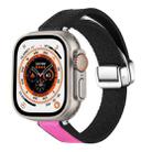 For Apple Watch Ultra 49mm Magnetic Folding Leather Silicone Watch Band(Black Rose Red) - 1